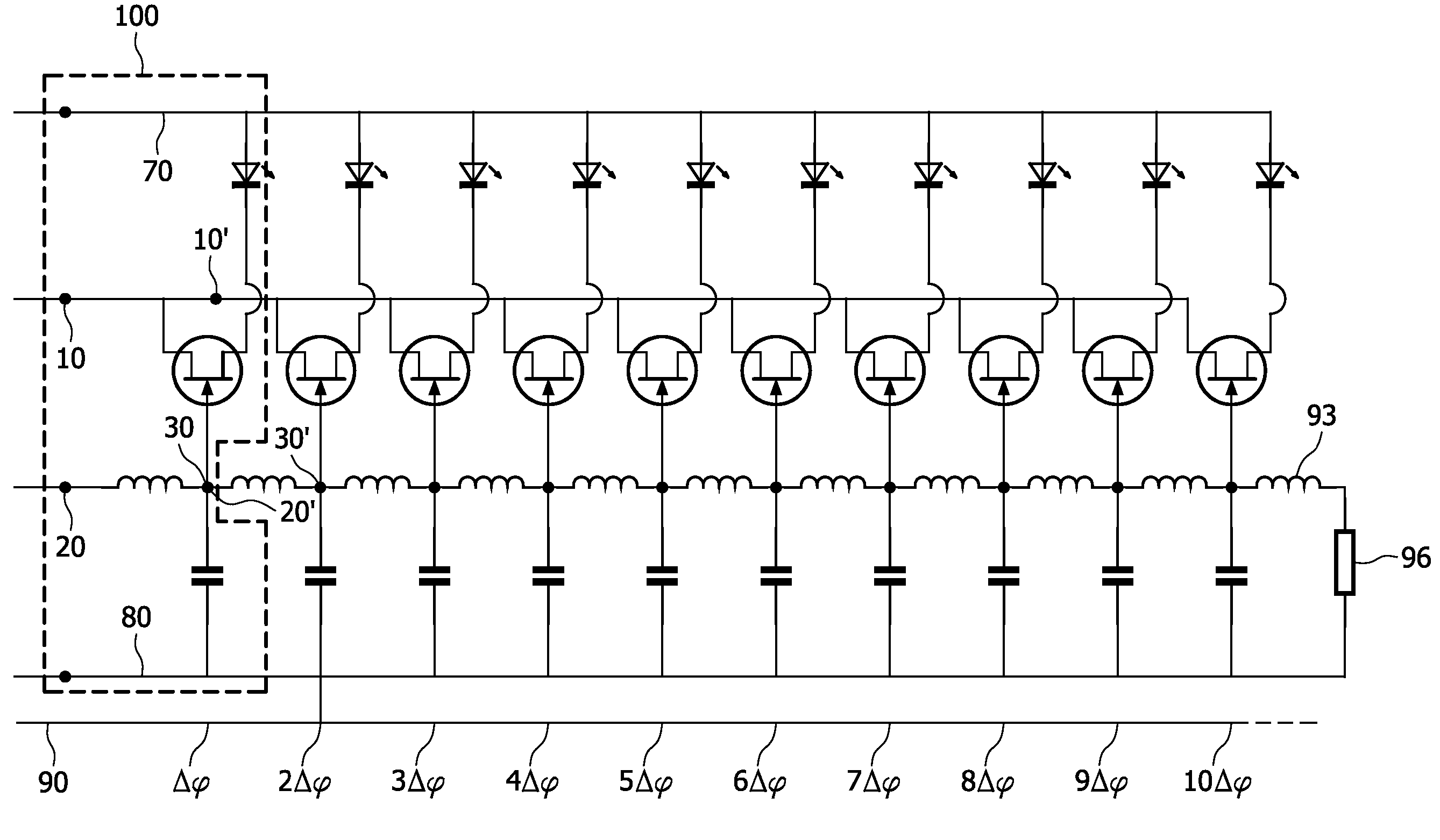 Device and method for addressing power to a load selected from a plurality of loads