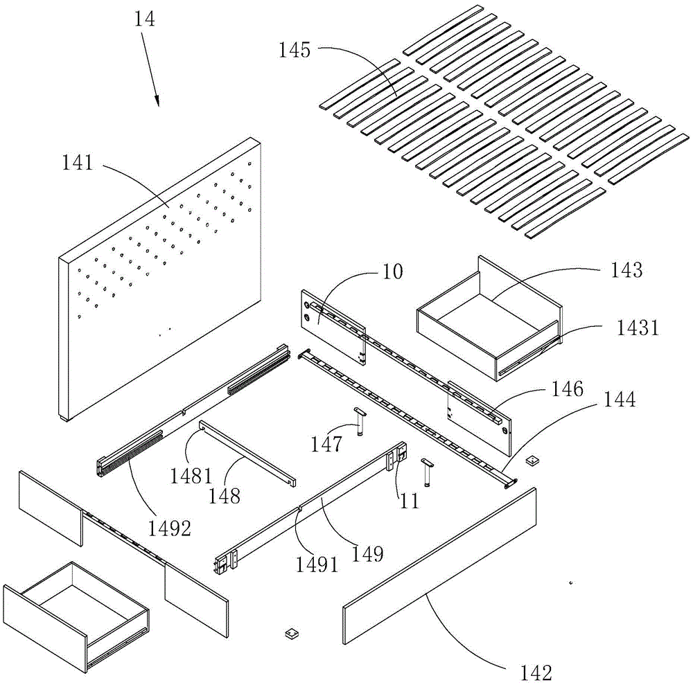 Bayonet connecting structure and bed