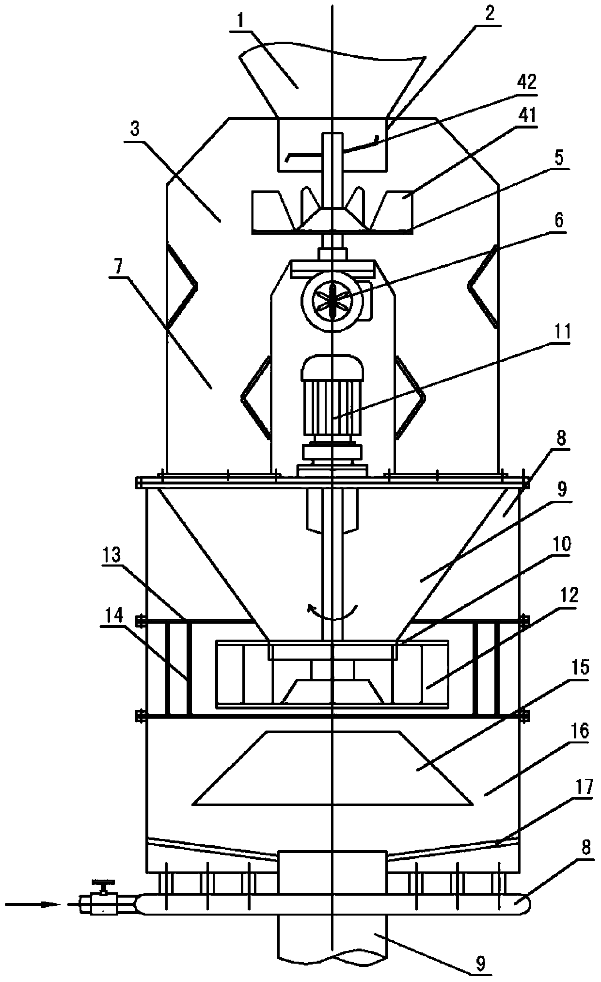 Continuous powdery material mixing device