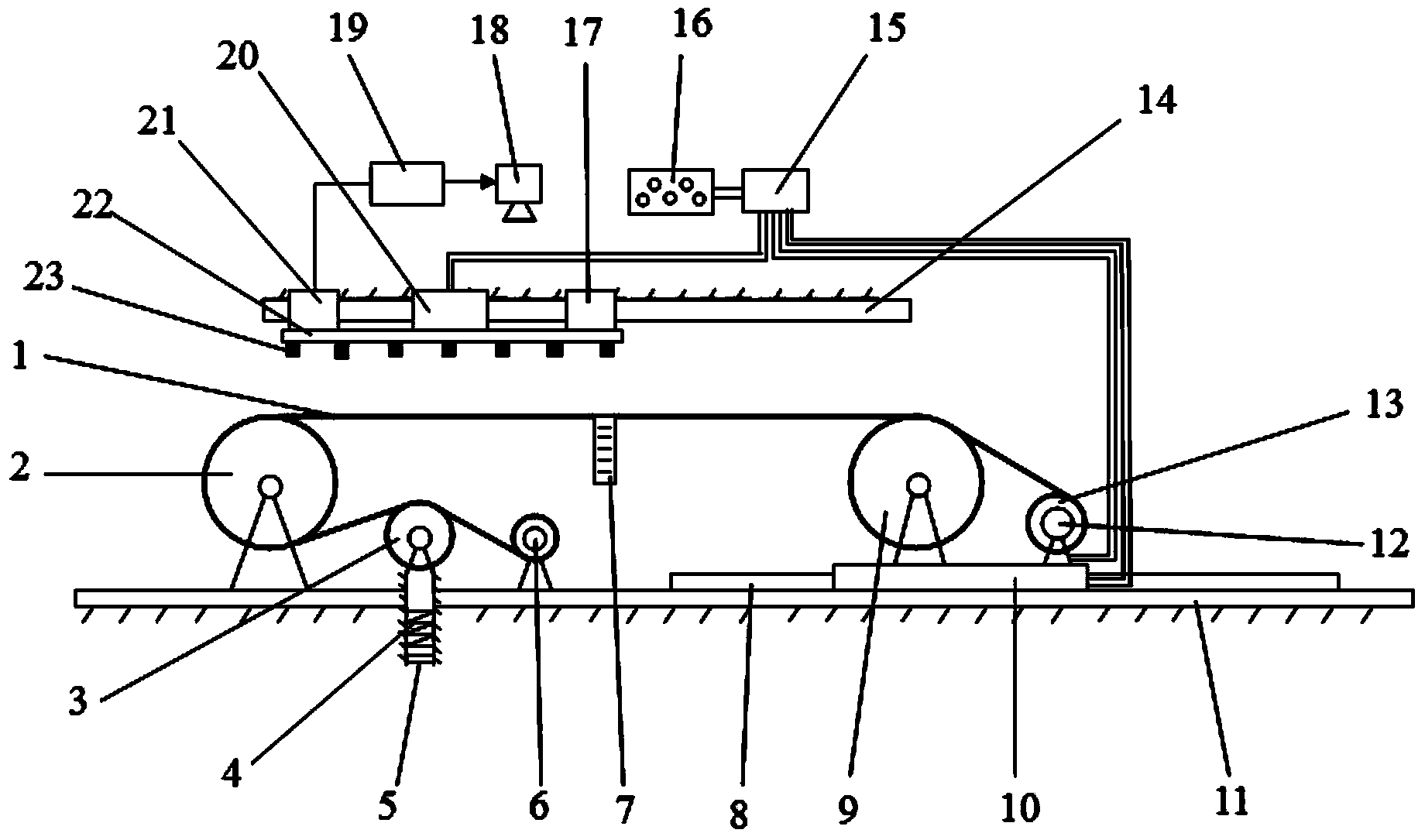 Measuring method for axial movement rope transverse vibration measurement system