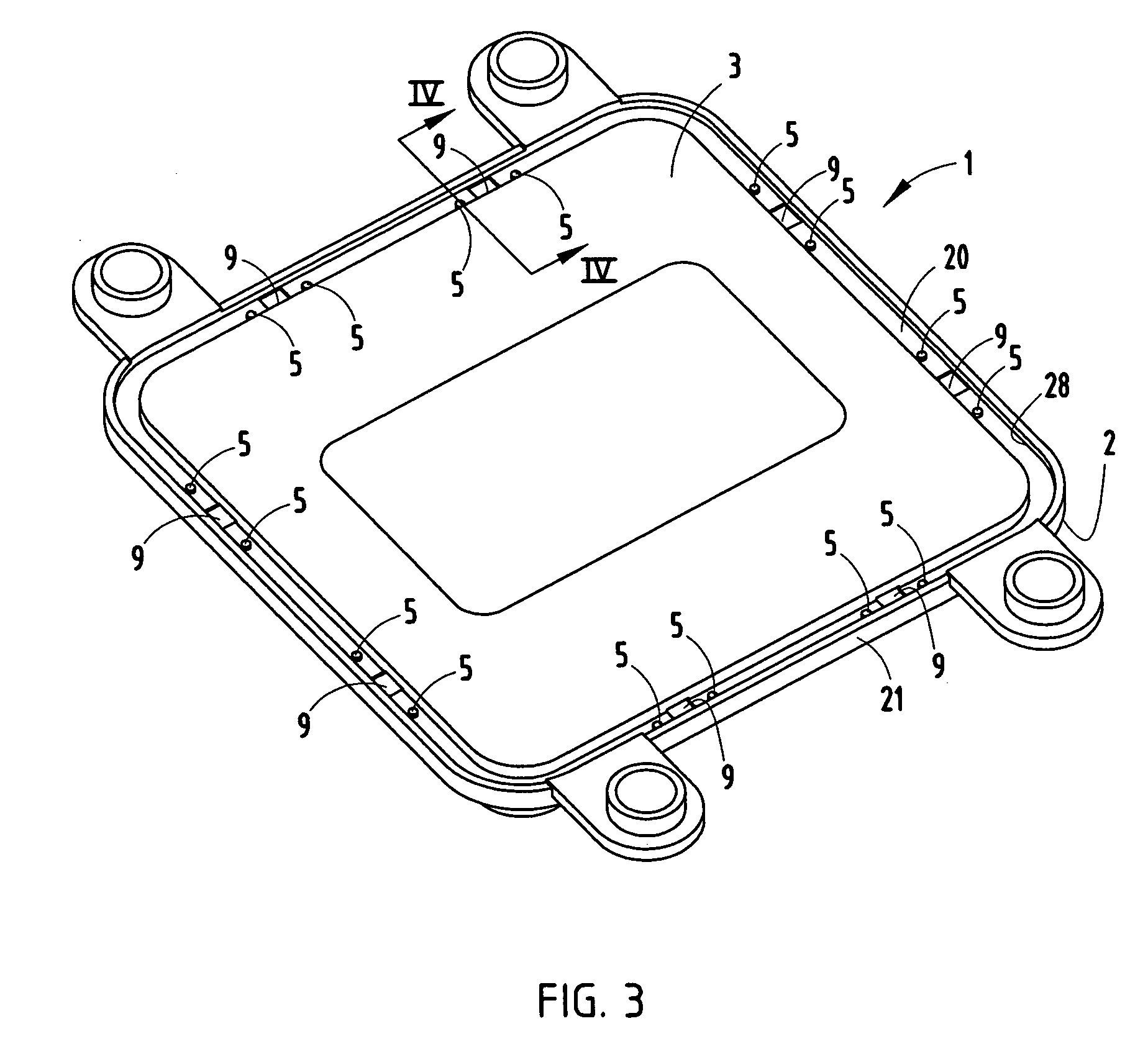 Electronic enclosure with continuous ground contact surface