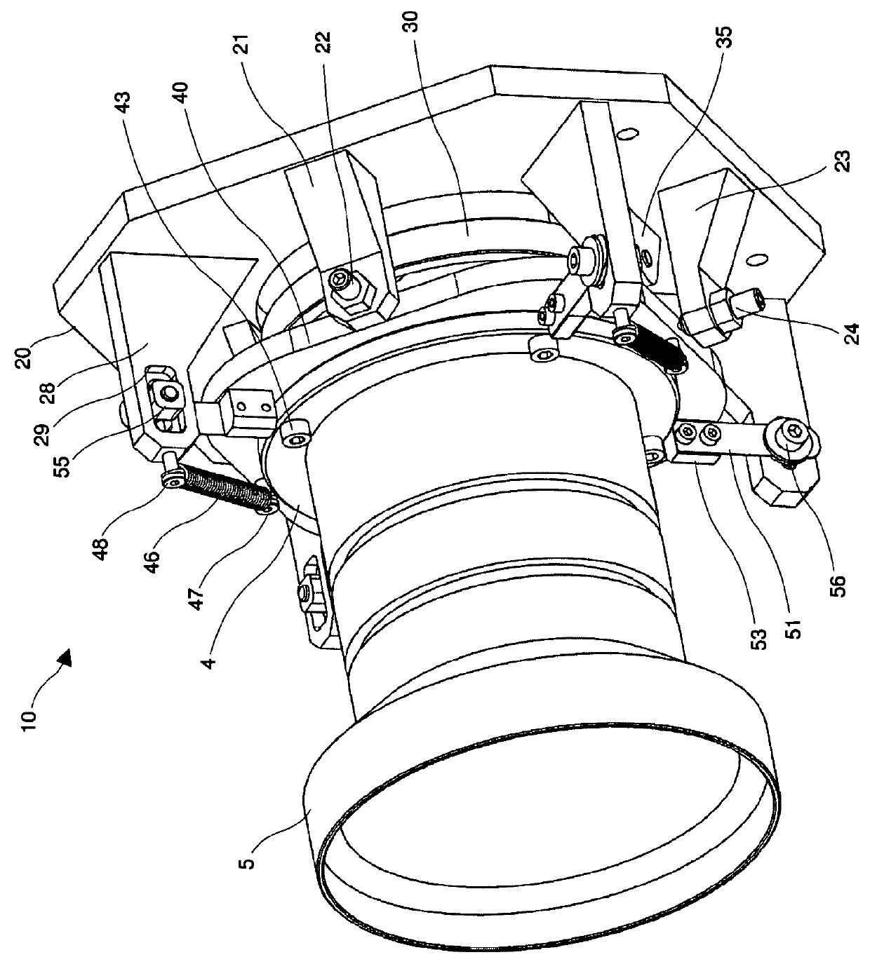 Position adjustment system for a projection lens