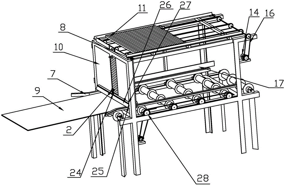 Wood plate airing and rod putting machine