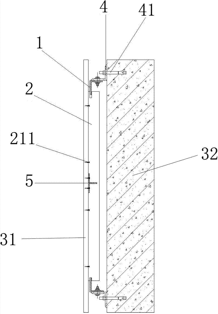 Veneer base-layer-free mounting structure and veneer base-layer-free mounting method