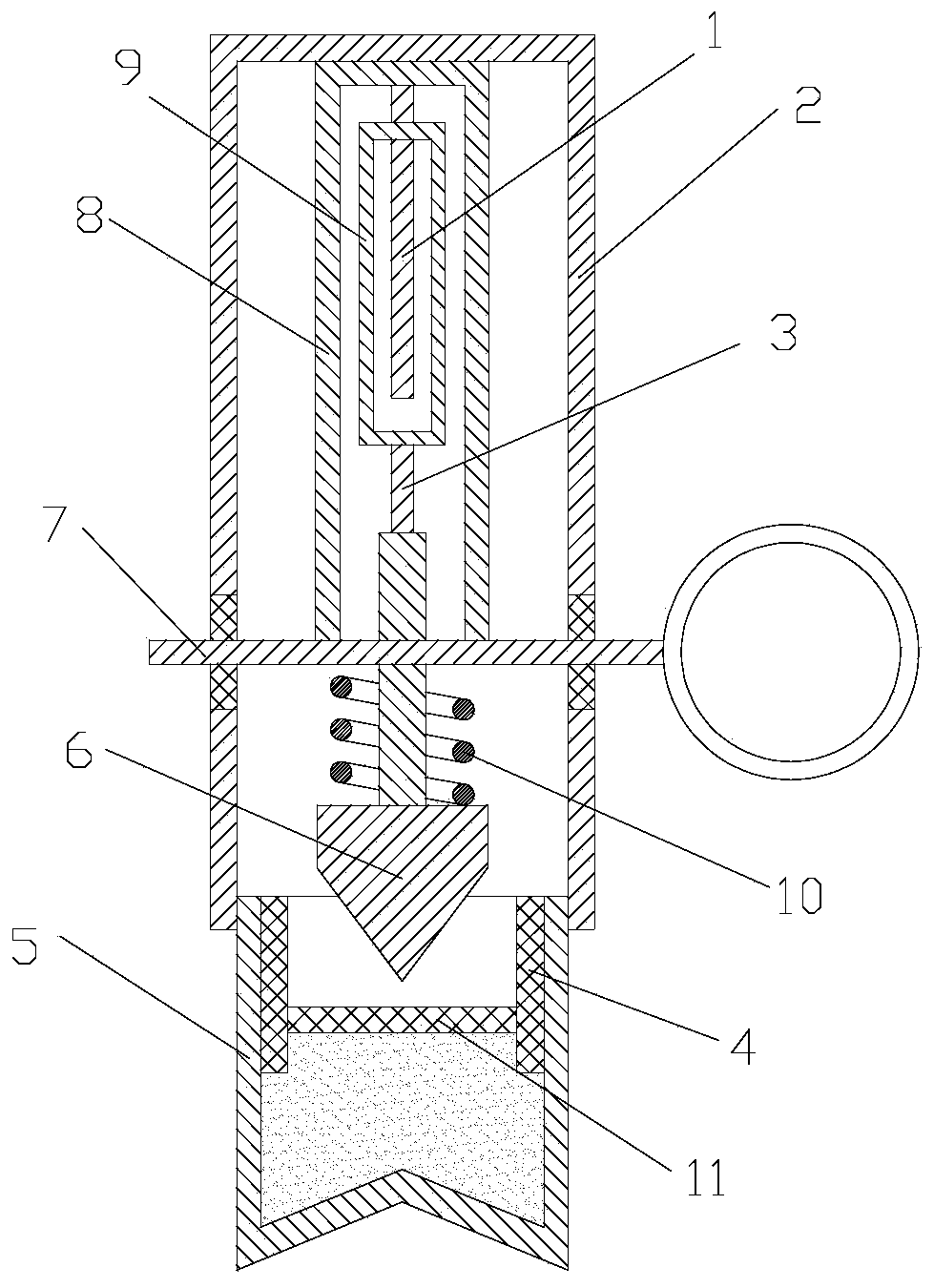 Model testing device for studying, explosion, energy gathering, cutting and destroying of underwater unexploded projectile