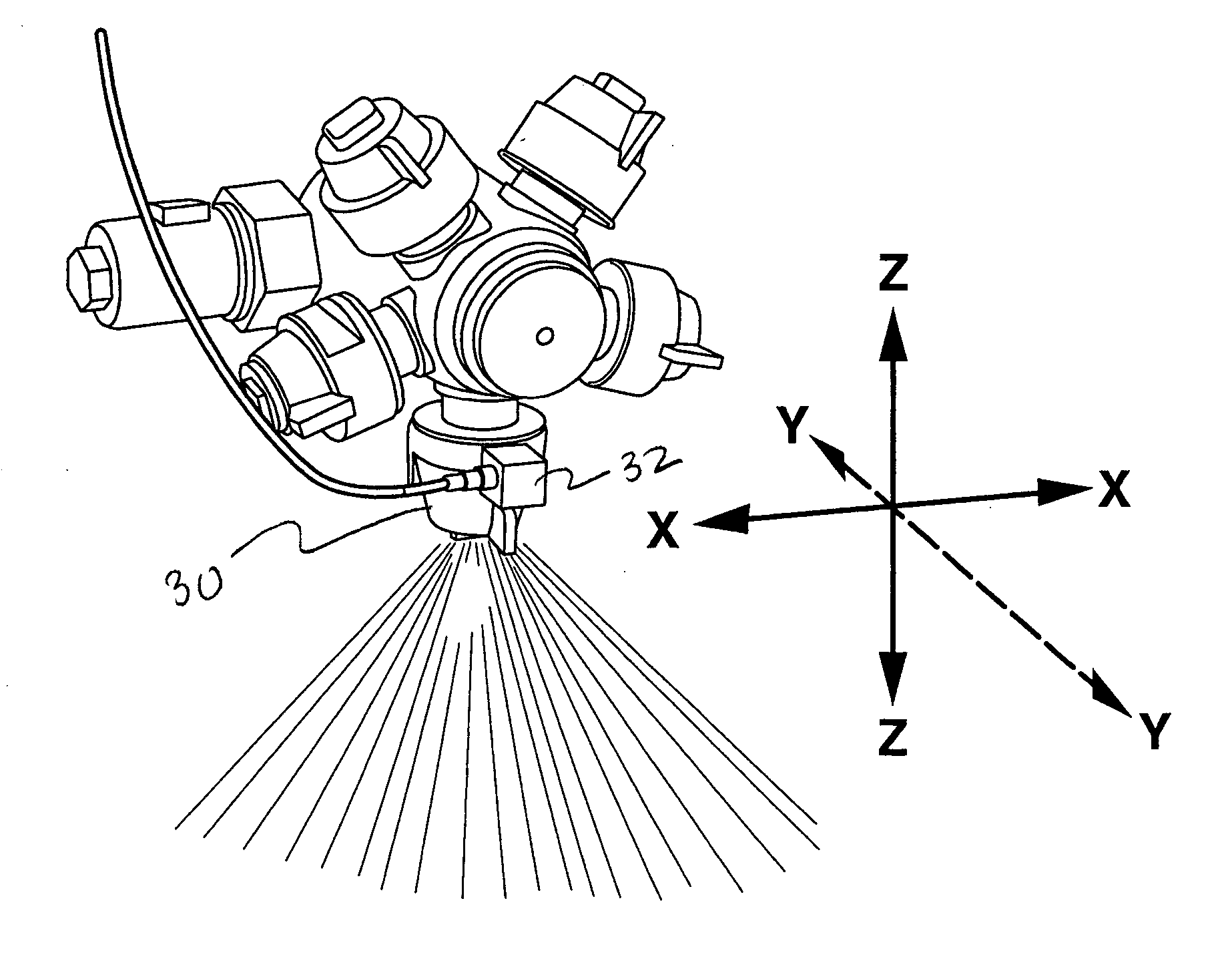 Flow control and operation monitoring system for individual spray nozzles