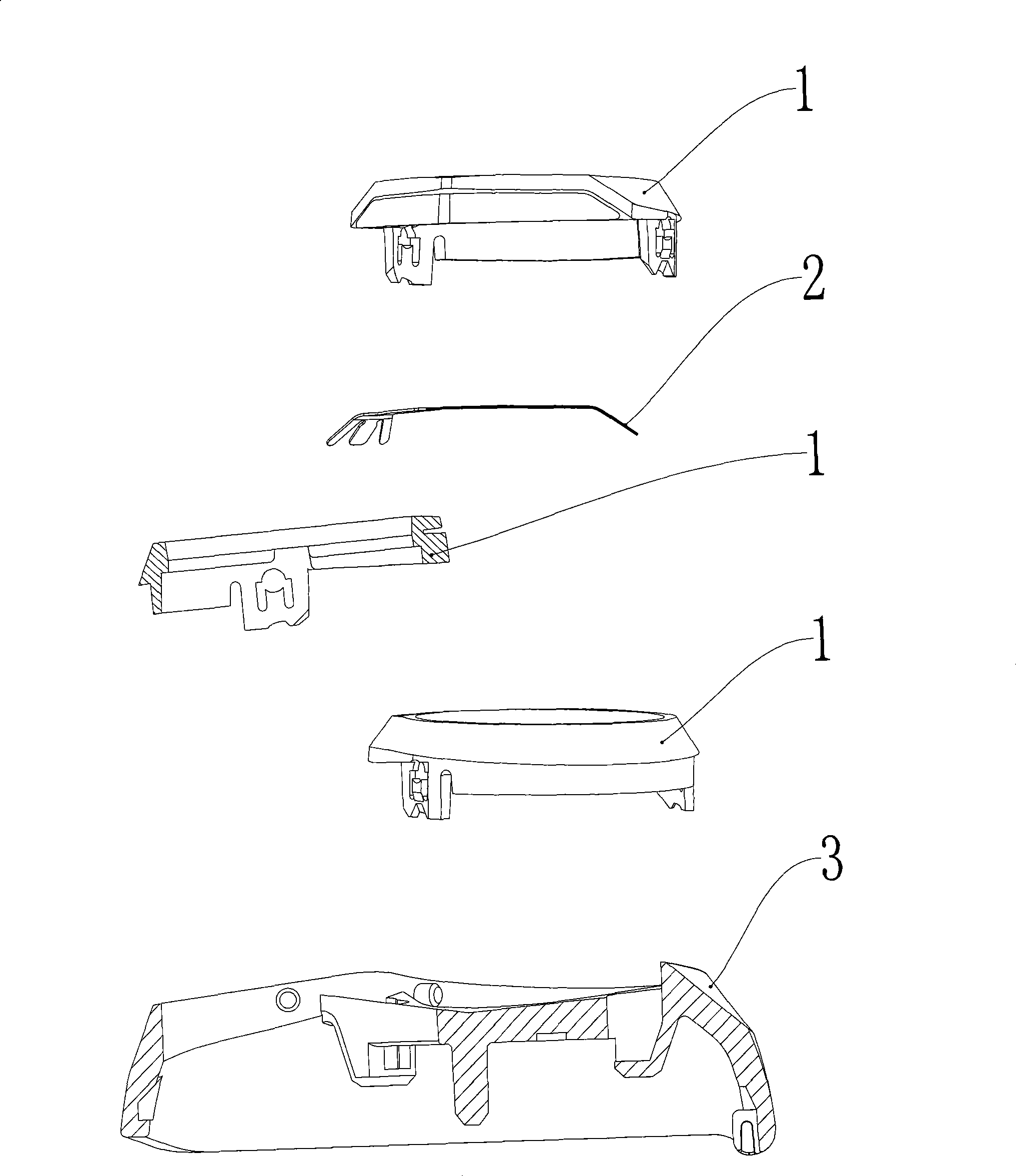 Floating facing device of internal cutter for triple rotating shaver