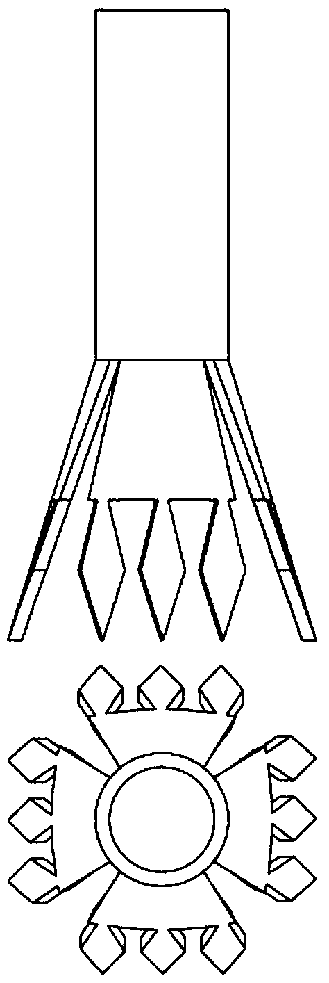 Radial electrospinning nozzle based on differential rhombus blades