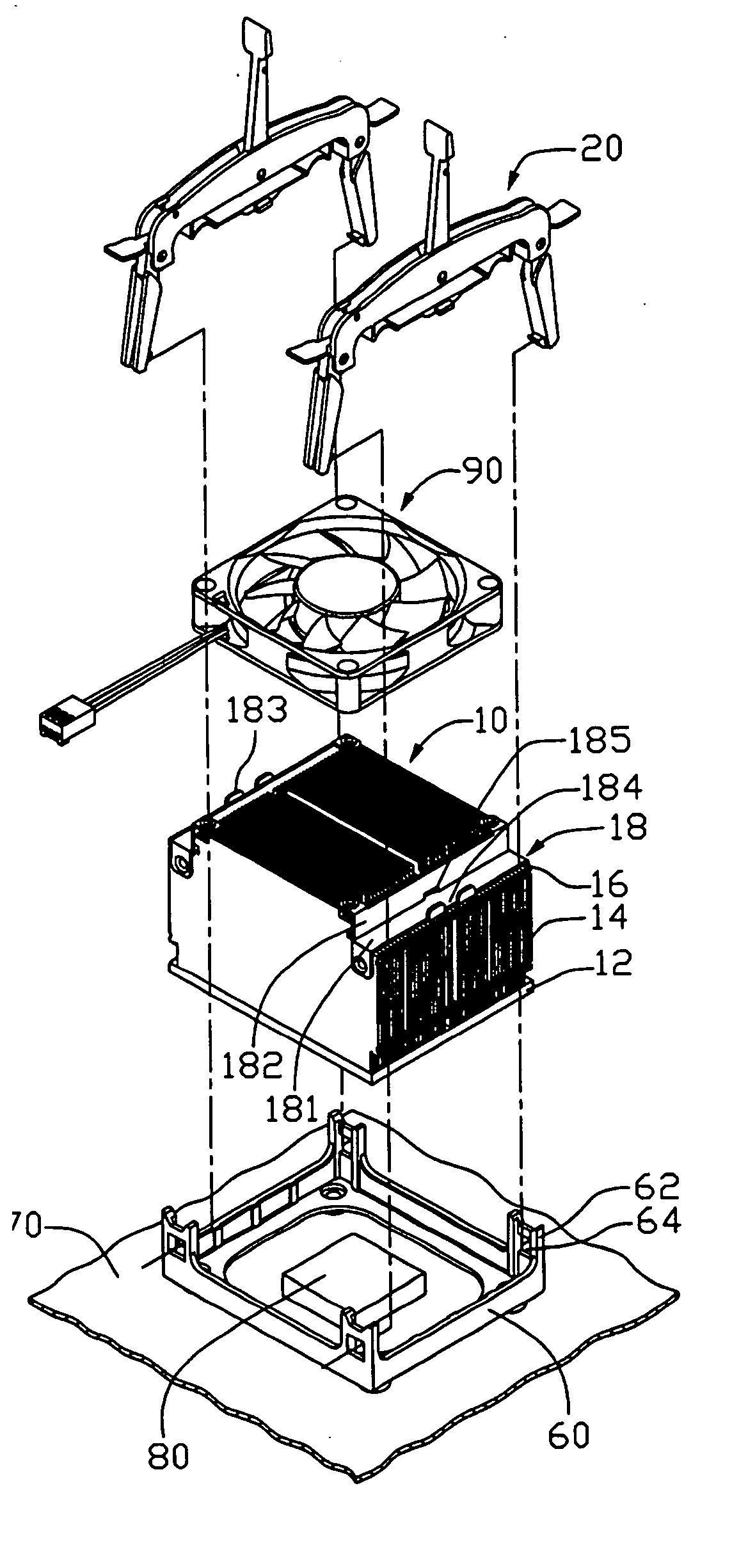 Retainer for heat sink