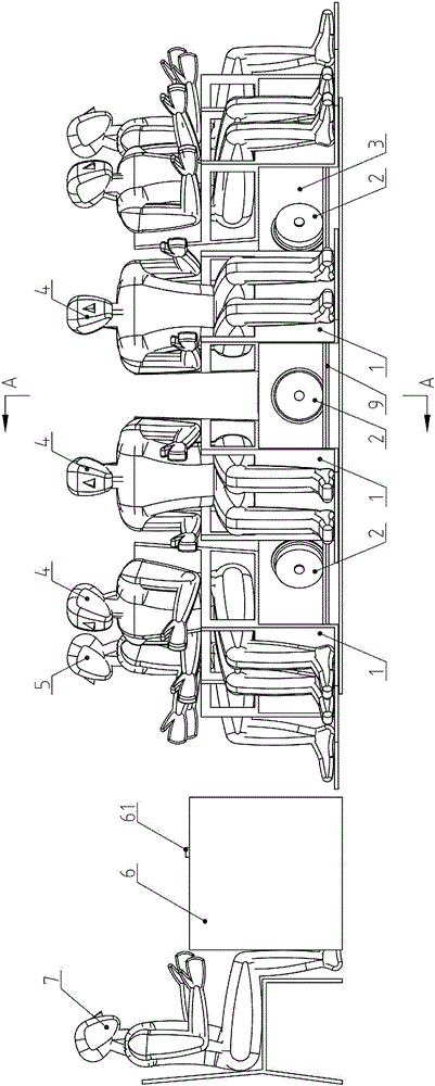 Seat moving type queuing machine