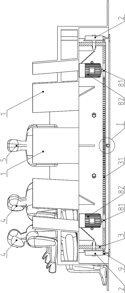 Seat moving type queuing machine