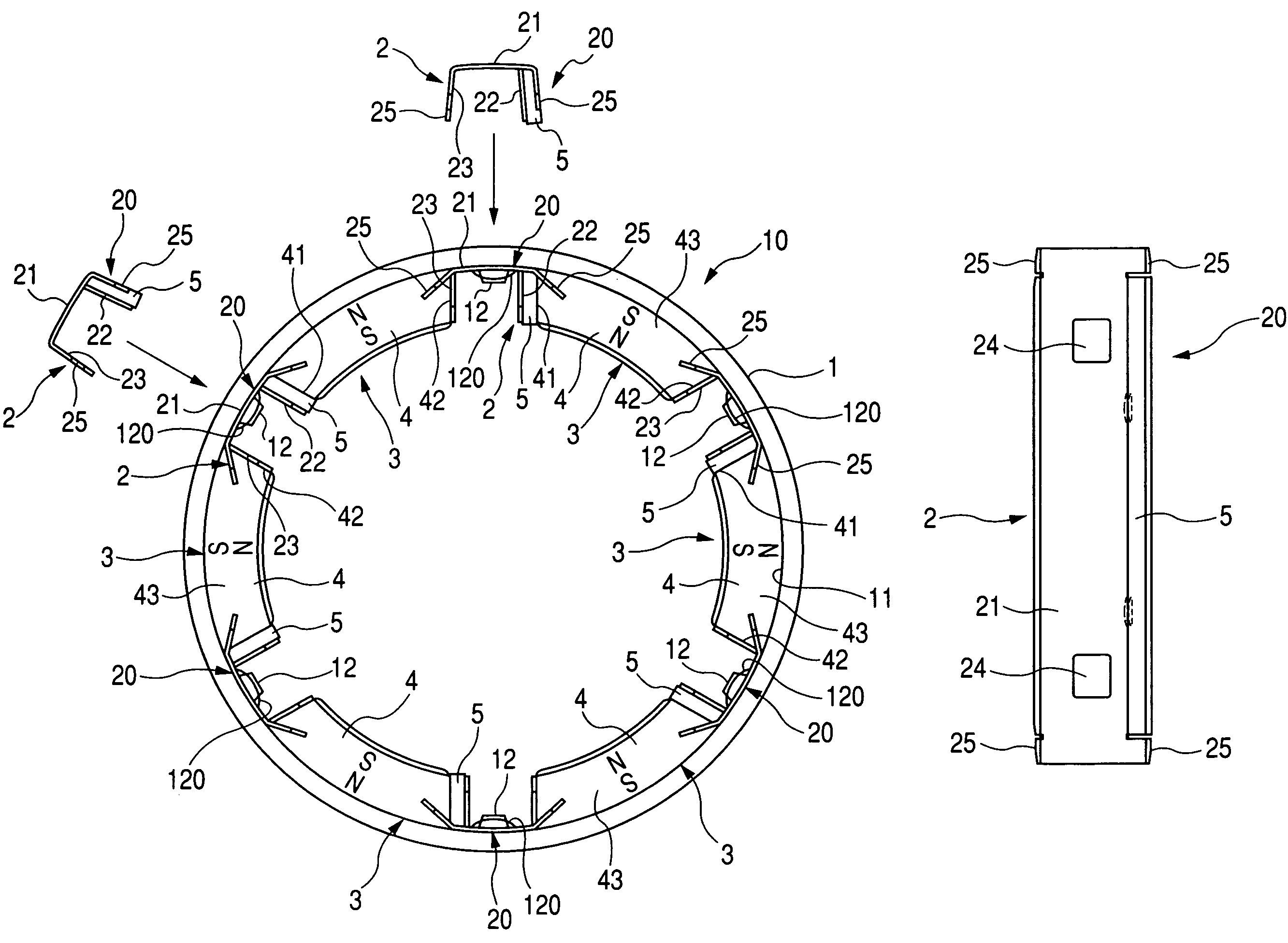 Yoke assembly for stator of starter motor