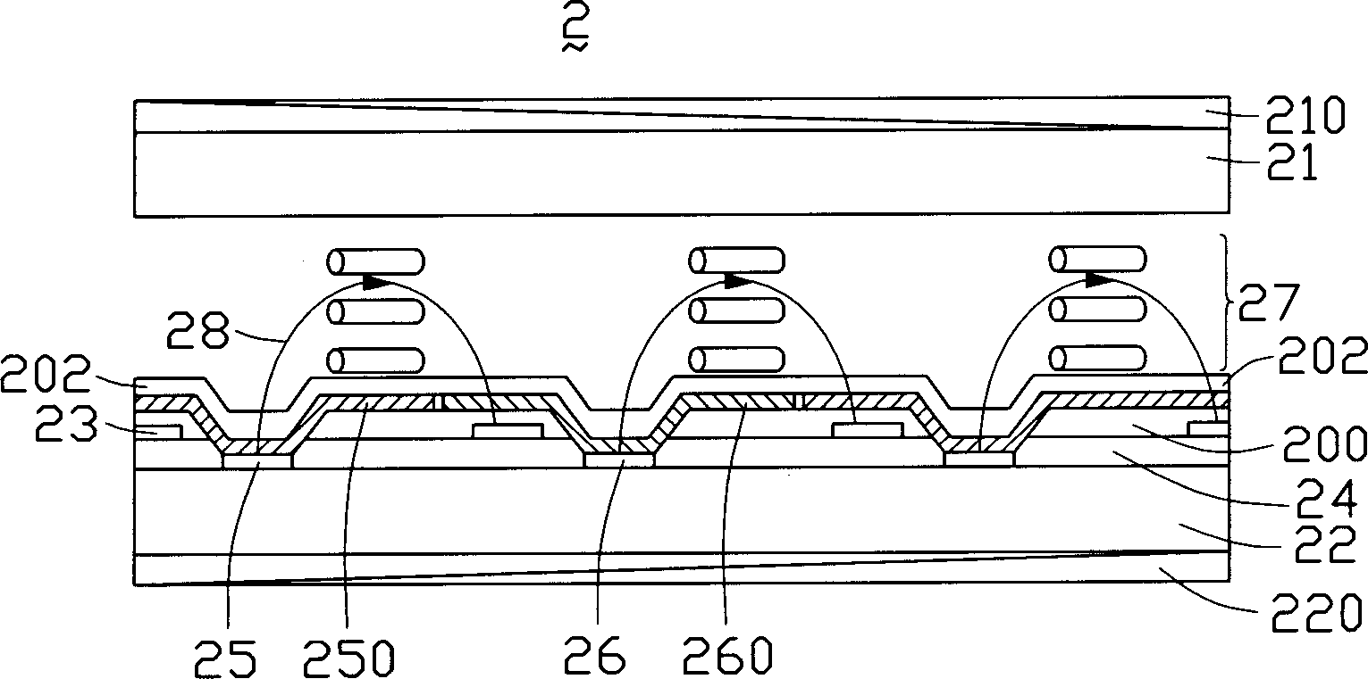 Switch inside plane type LCD device