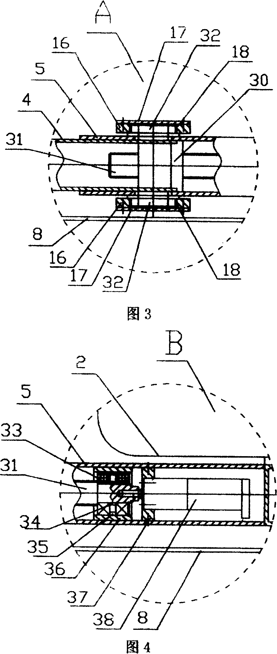 Six wheel symmetrical active suspension mechanism of moon craft