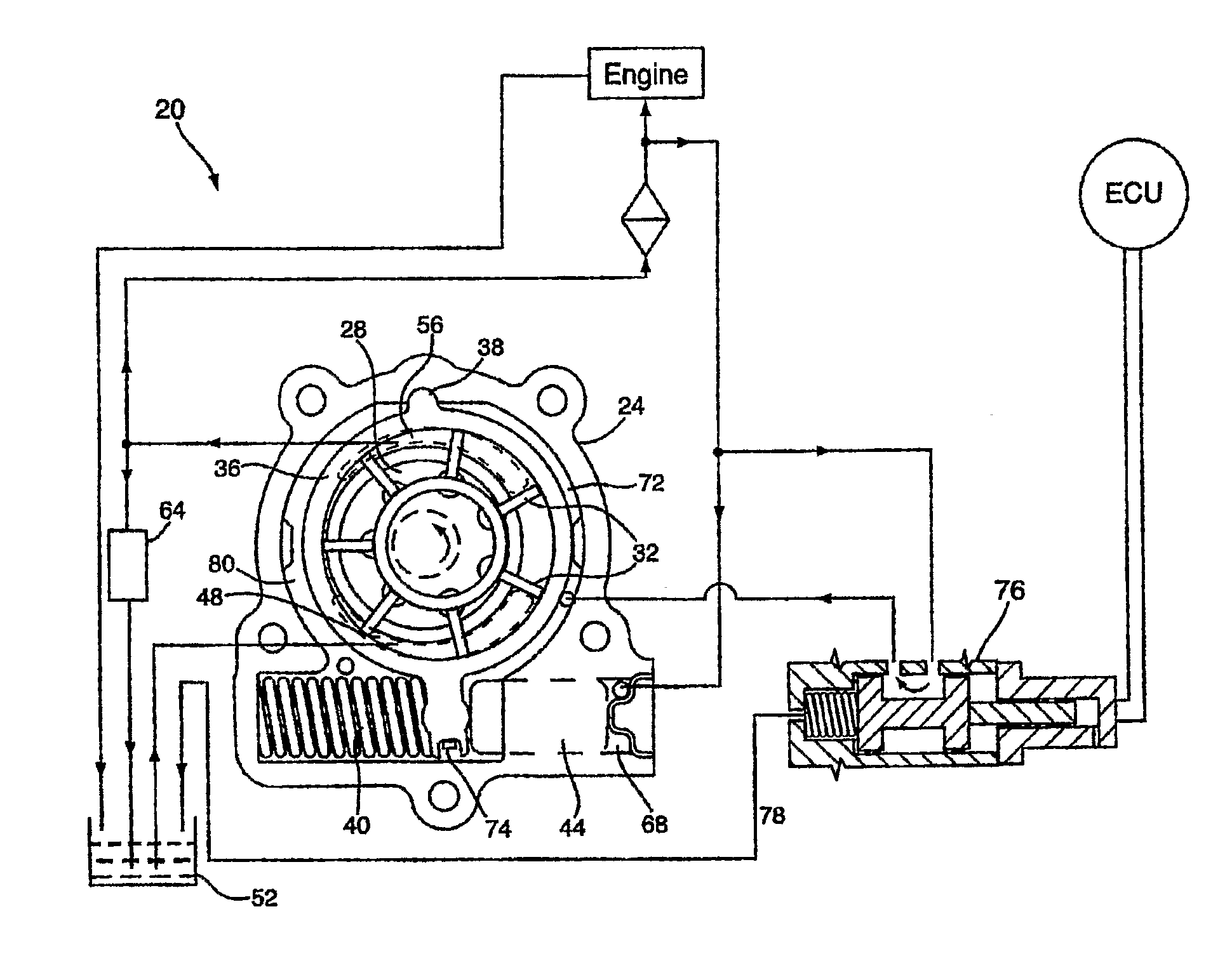 Variable displacement variable pressure vane pump system