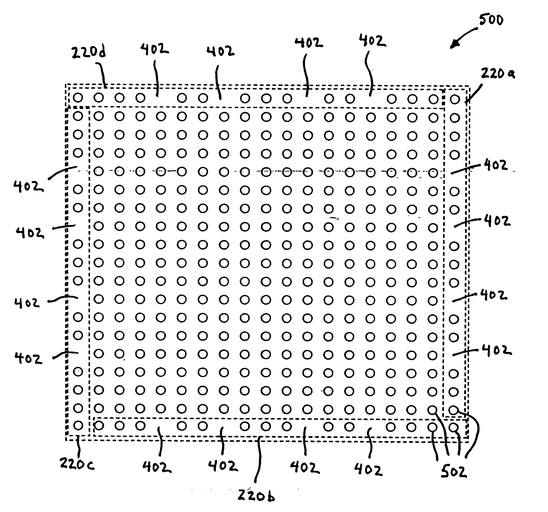 Optimization of routing layers and board space requirements for ball grid array package implementations including array corner considerations