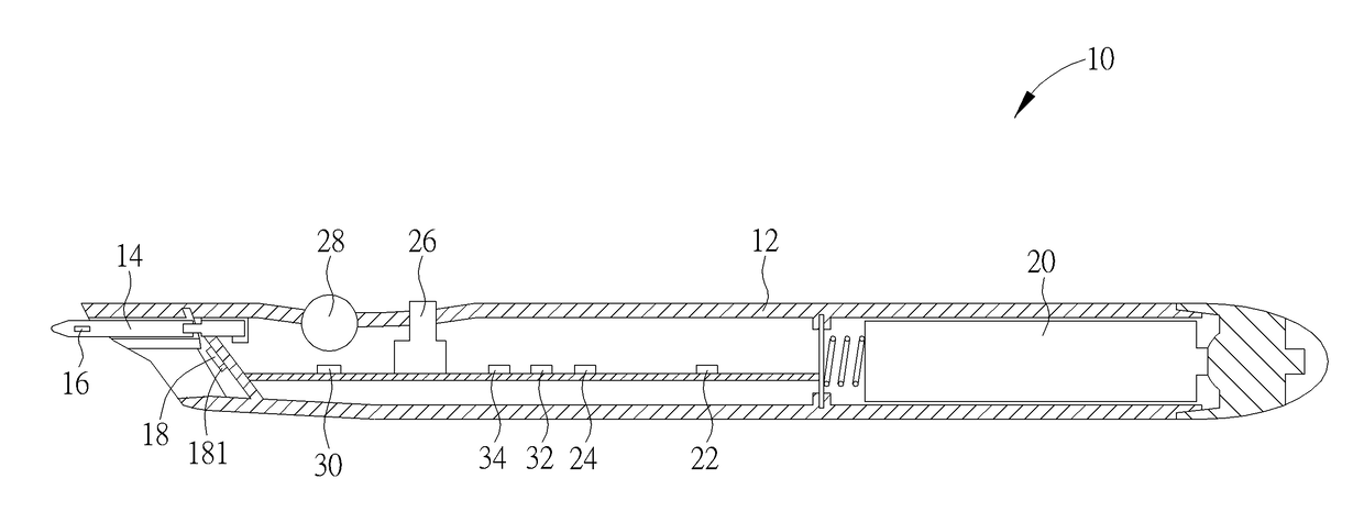 Pen-typed navigation device and related navigation module