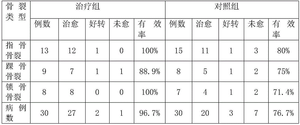 Traditional Chinese medicine composition for treating bone fractures and preparing method thereof