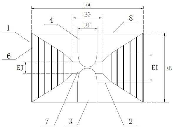 Double-ridge horn antenna based on linear tapered ridge width