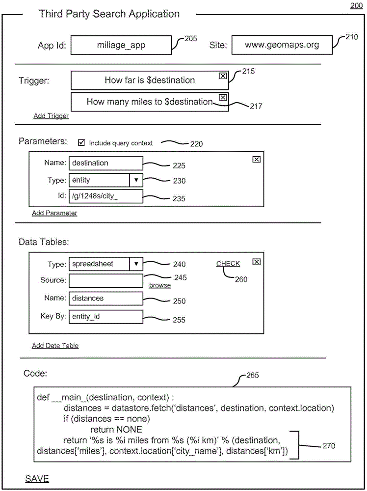 Third party search applications for a search system