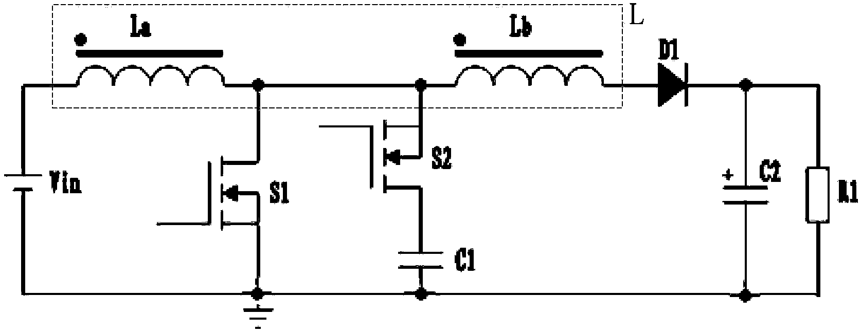 Active clamping high gain boost converter using coupling inductor