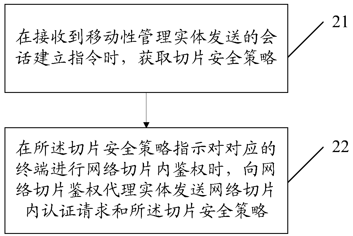 Authentication method in network slice, slice authentication proxy entity and session management entity