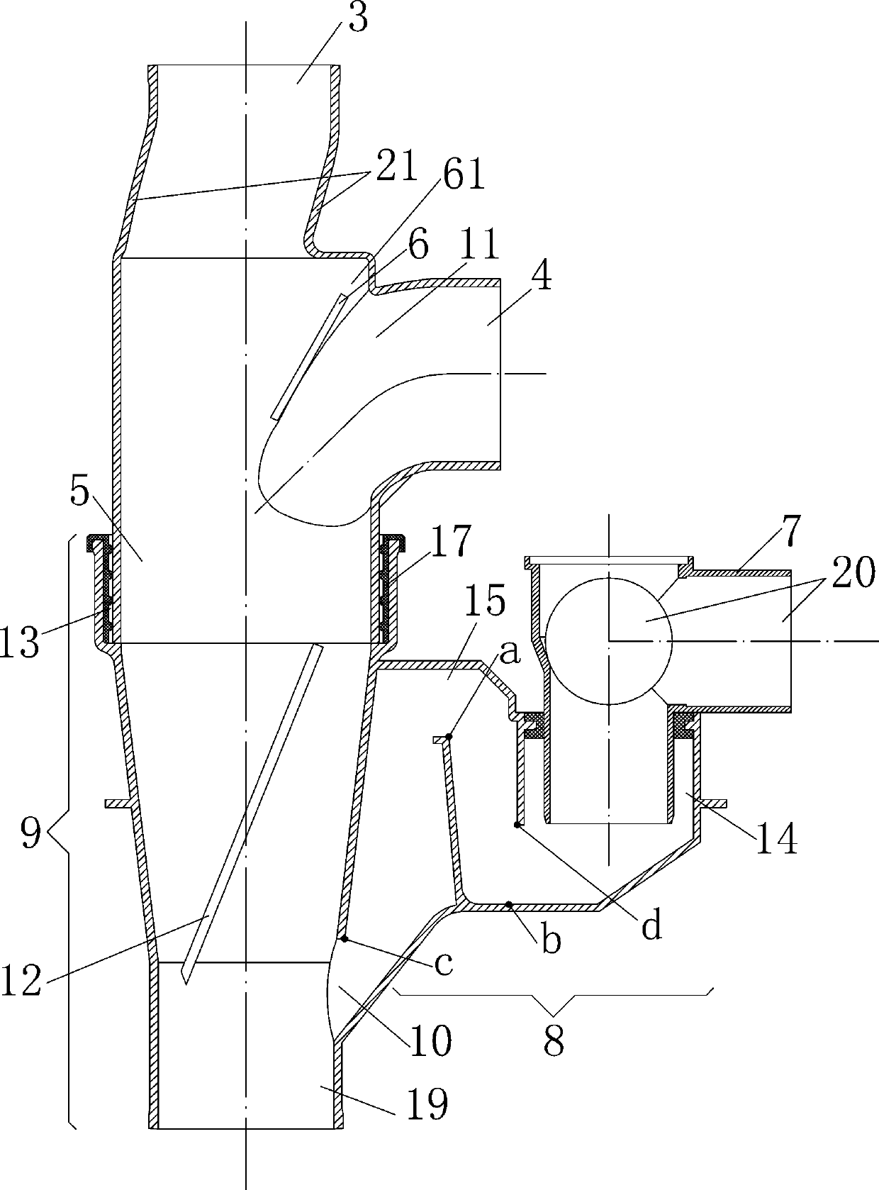 Building drainage cyclone without lowering plate