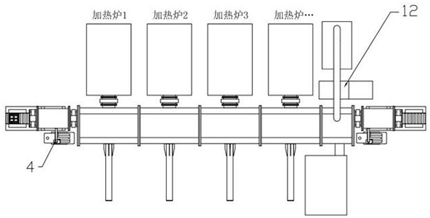 Continuous multi-chamber heat treatment furnace and treatment process thereof