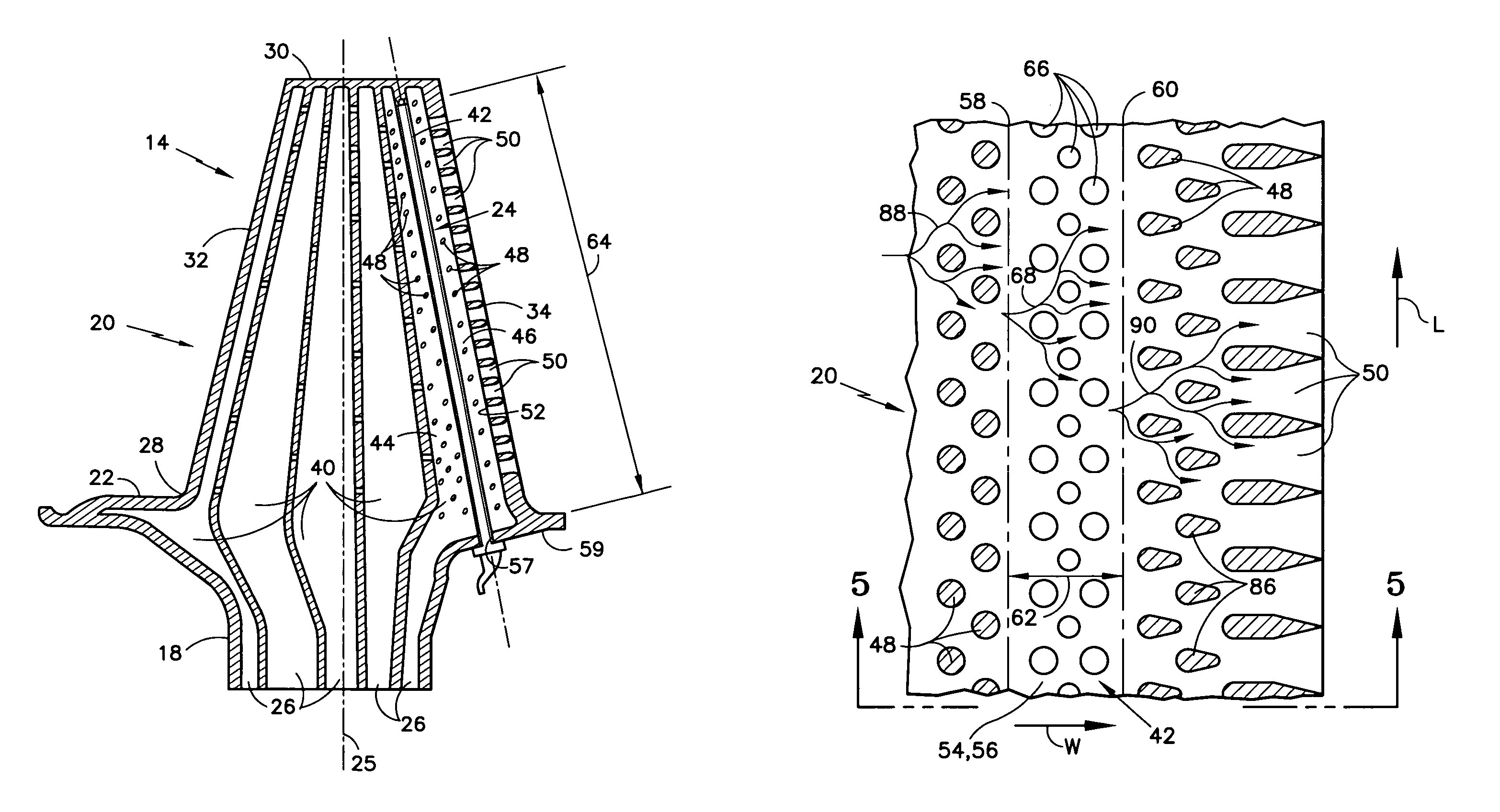 Cooled rotor blade with vibration damping device