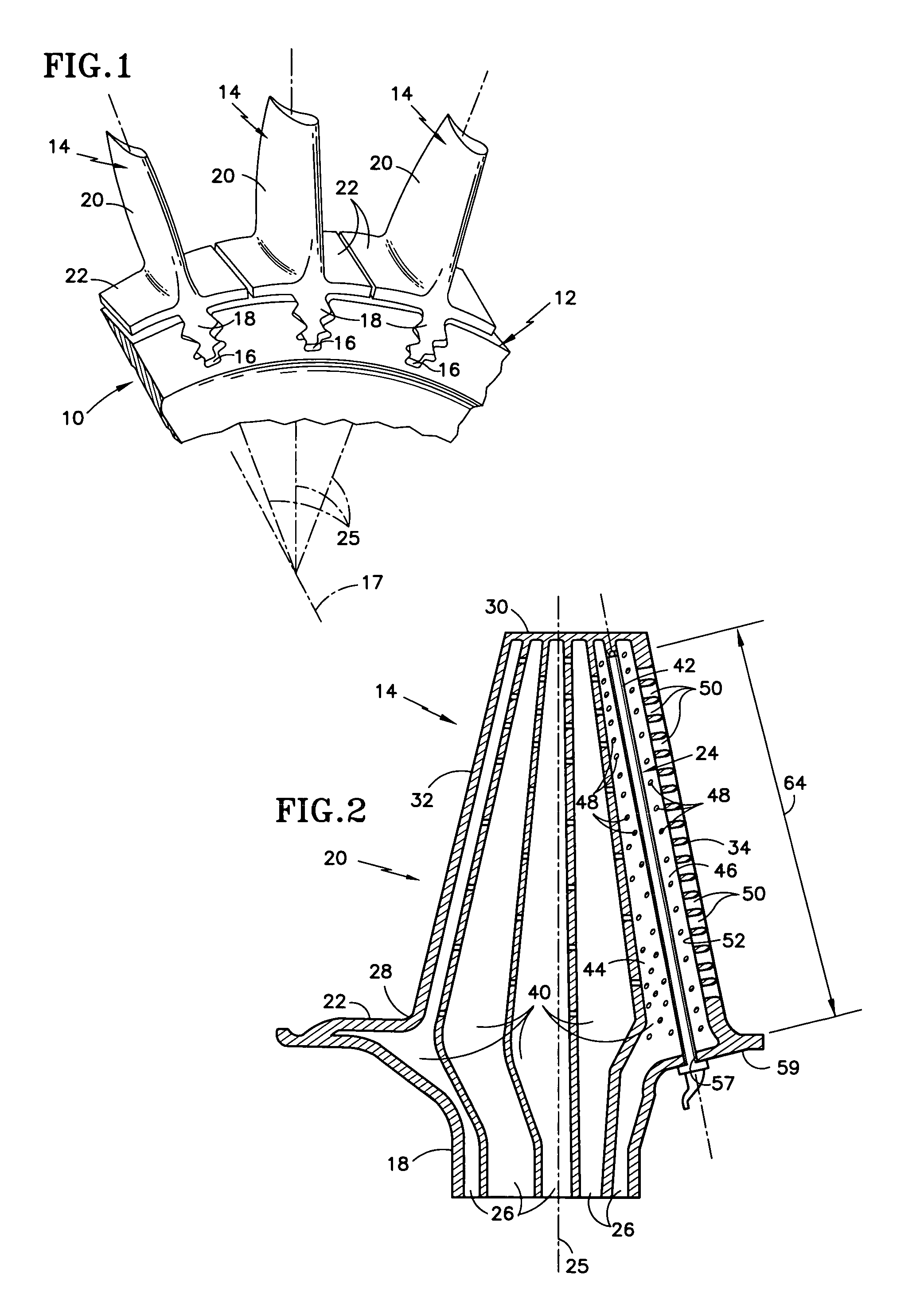 Cooled rotor blade with vibration damping device