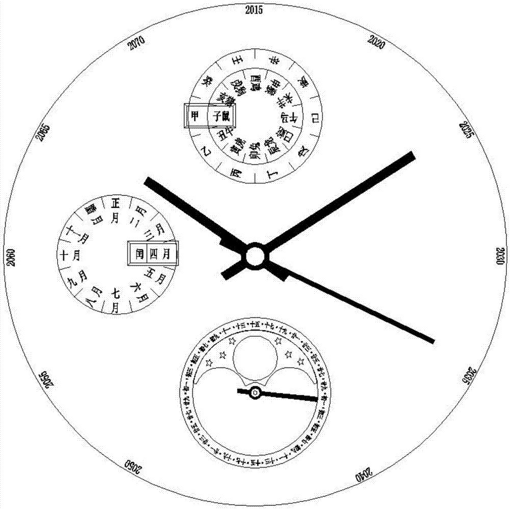 Watch with lunar calendar indication mechanism