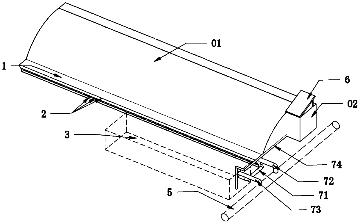 Rain flood resource utilization device for field greenhouse area in northern area and construction method