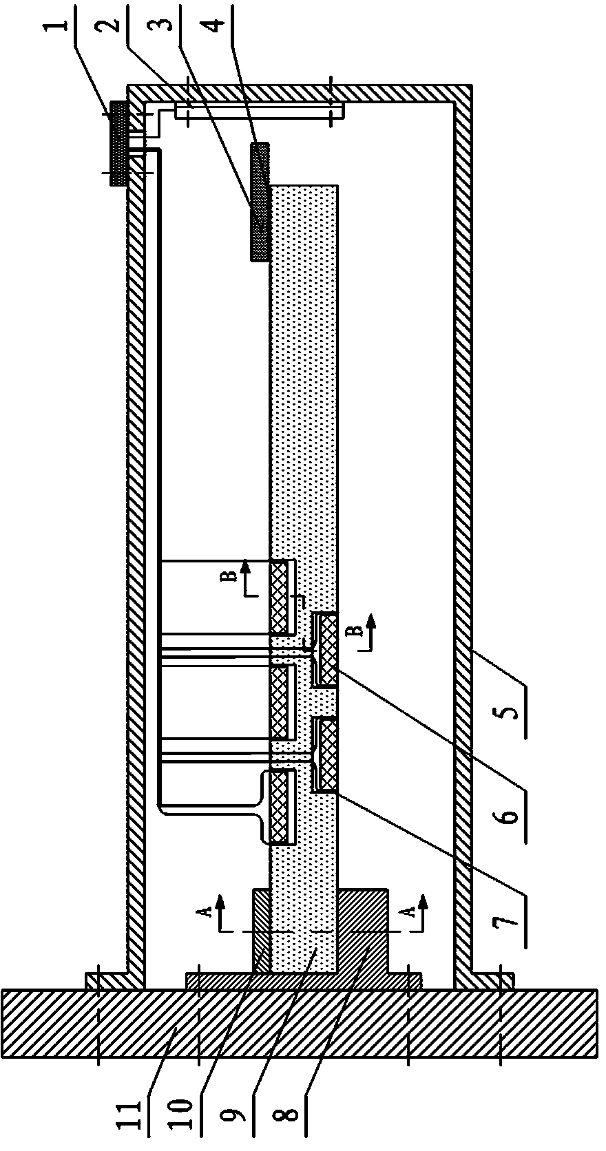 Frequency-adjustable array type piezoelectric cantilever beam energy harvester and frequency-adjustable array type piezoelectric cantilever beam energy harvesting method