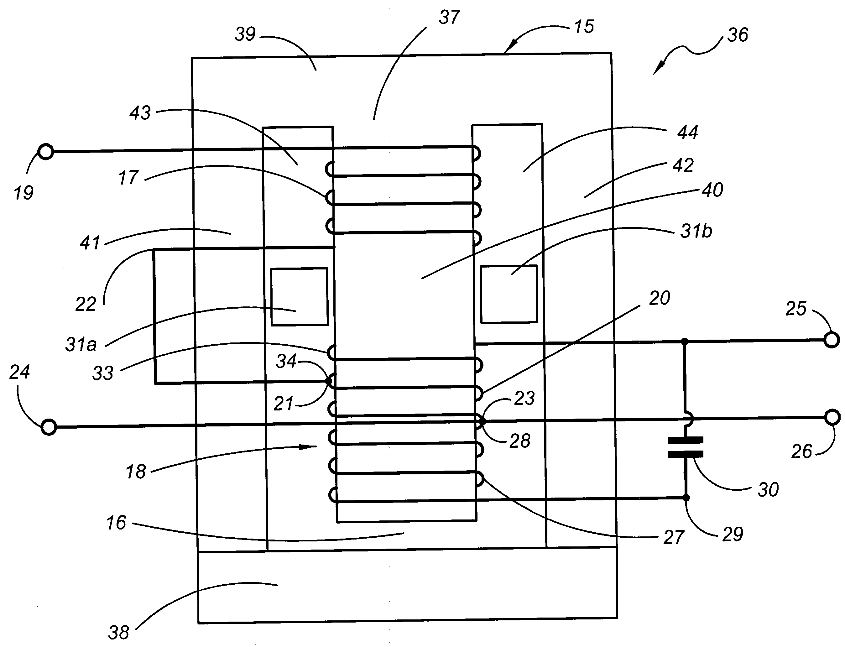 Harmonic filtering circuit with special transformer