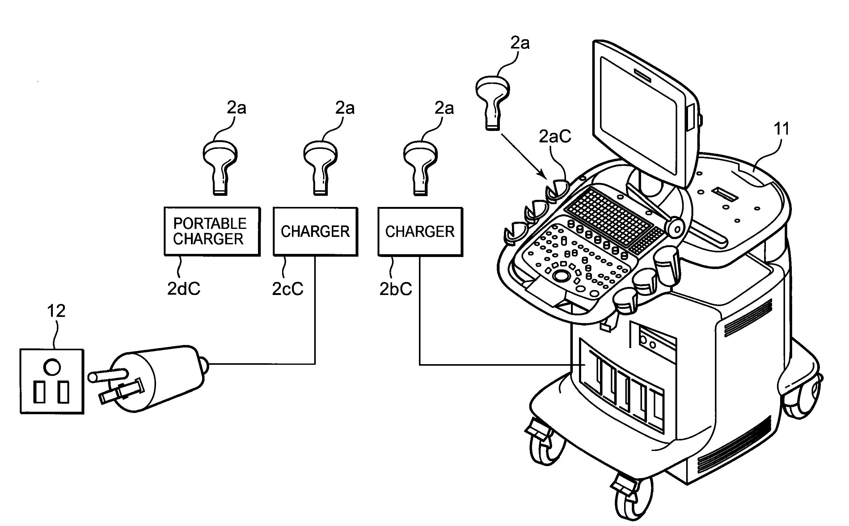 Ultrasonic probe, charger, ultrasonic diagnostic apparatus and ultrasonic diagnostic system