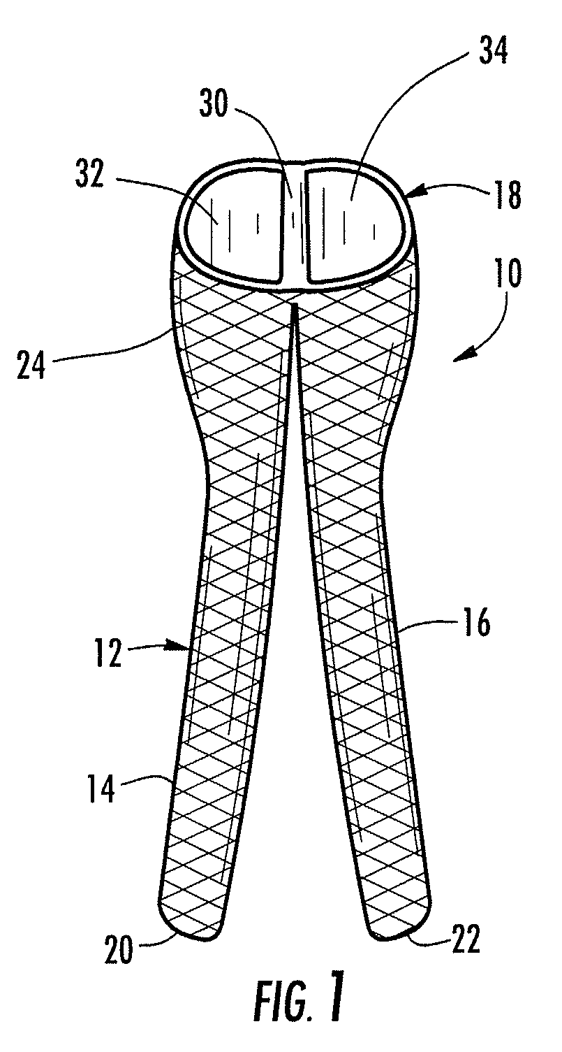 Bifurcated medical device for treating a target site and associated method