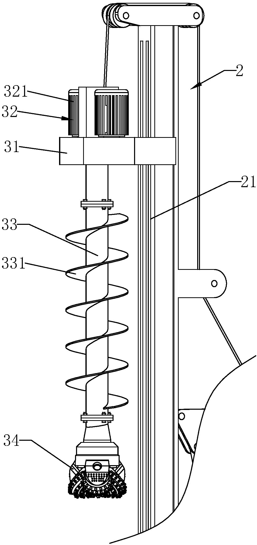 Long spiral extrusion pile drilling machine and drilling method thereof