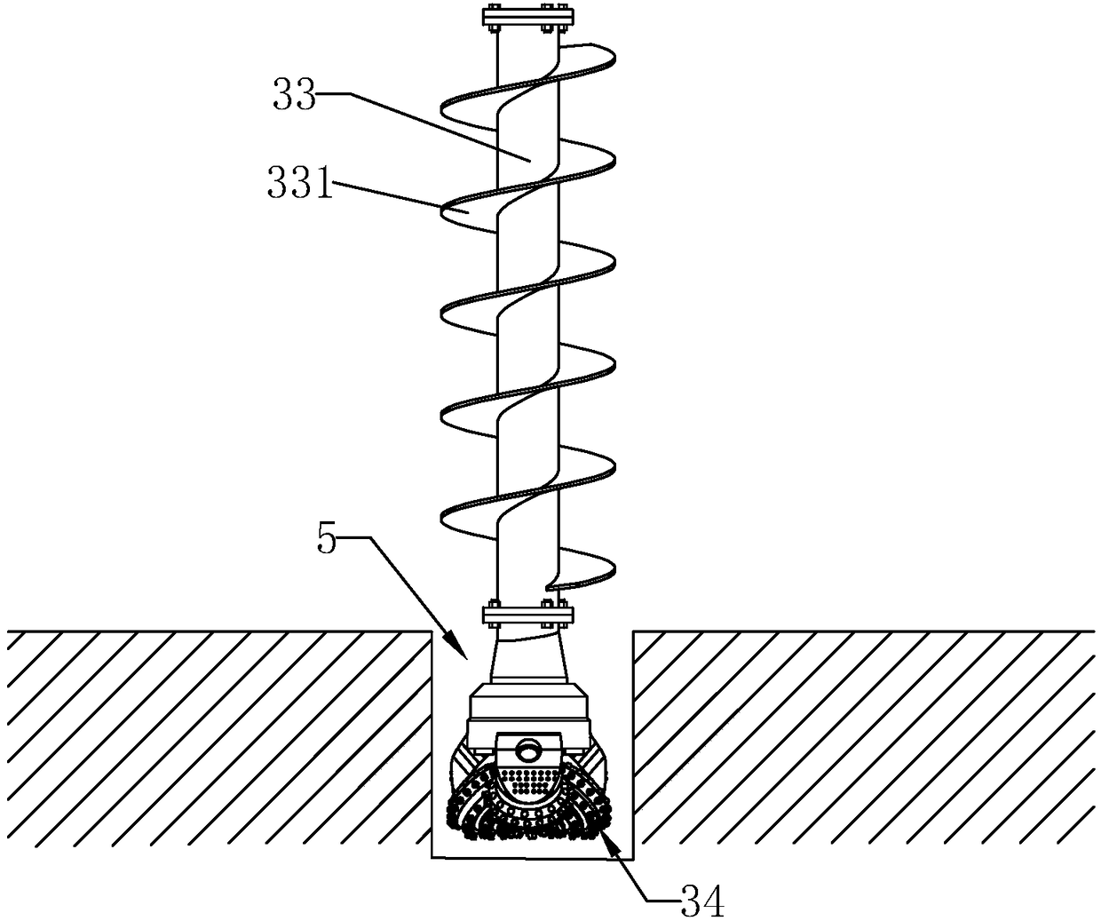 Long spiral extrusion pile drilling machine and drilling method thereof