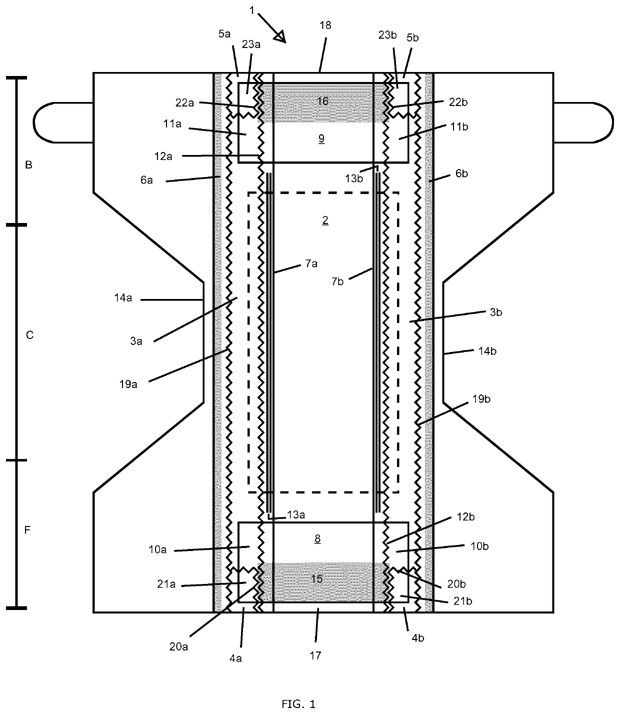 Diaper with transverse barriers