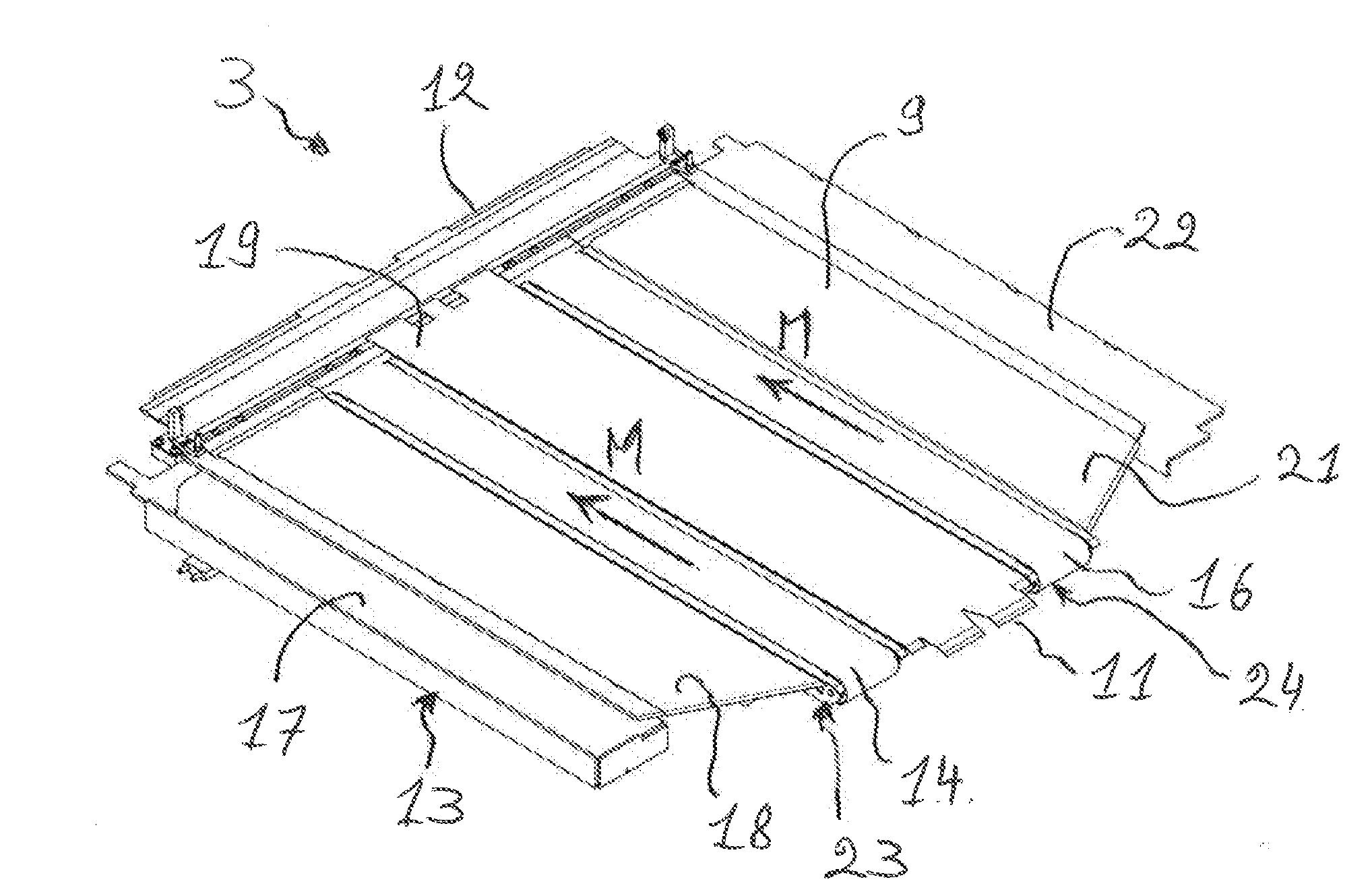 Machine for processing elements in sheet form, including a feed board fitted with conveying means