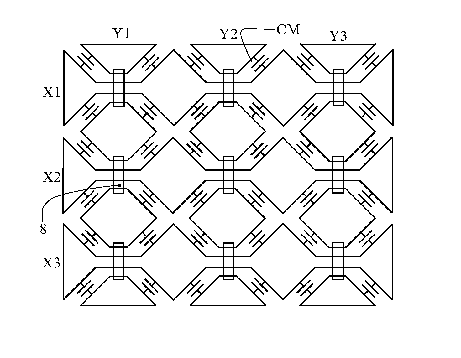 Single-layer electrode mutual capacitive touch screen