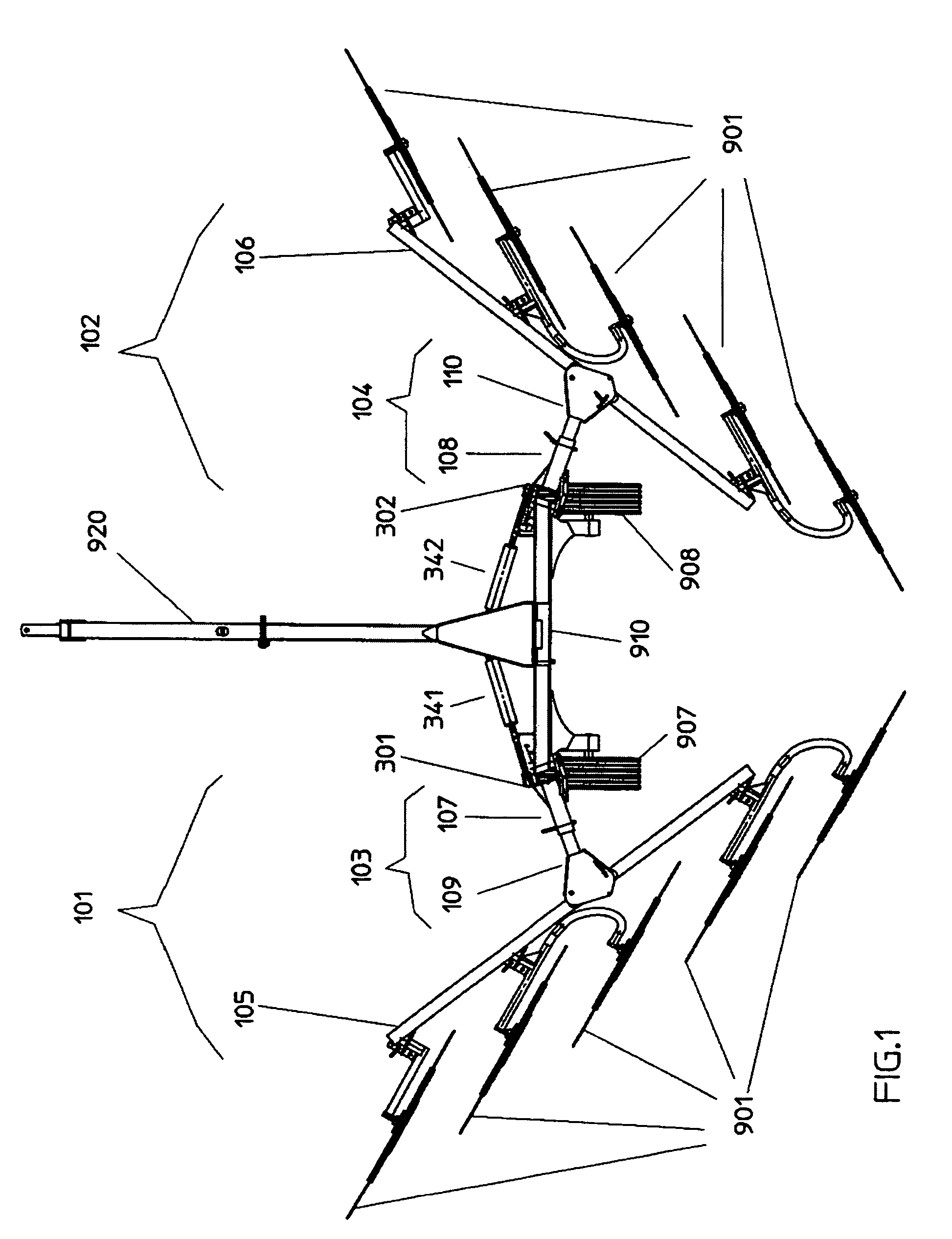 Adjustable and foldable V-shaped hay rake