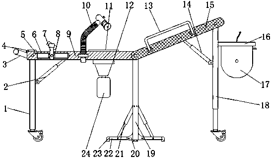 Examination and parturition bed for obstetrics department