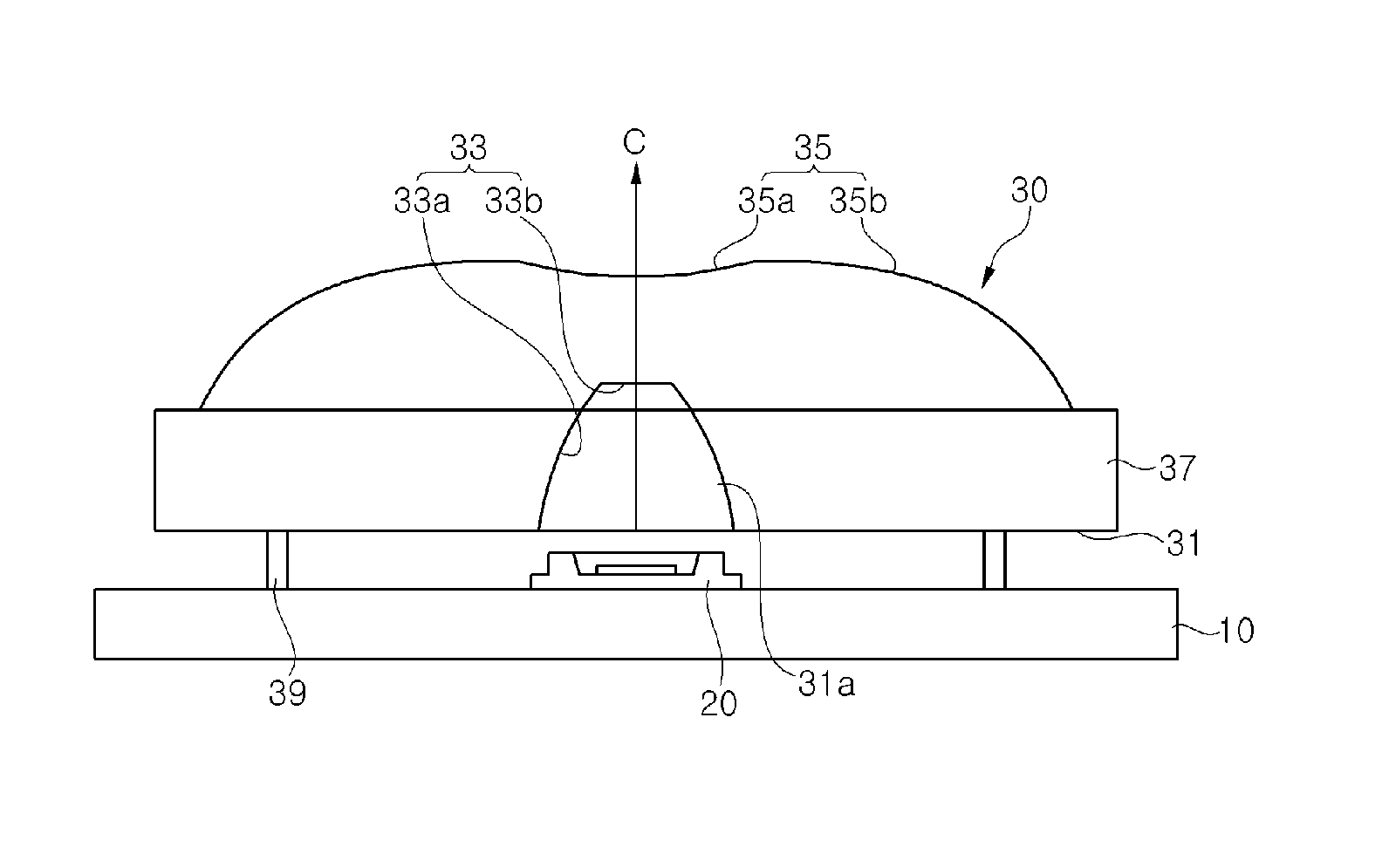 Light emitting module and lens