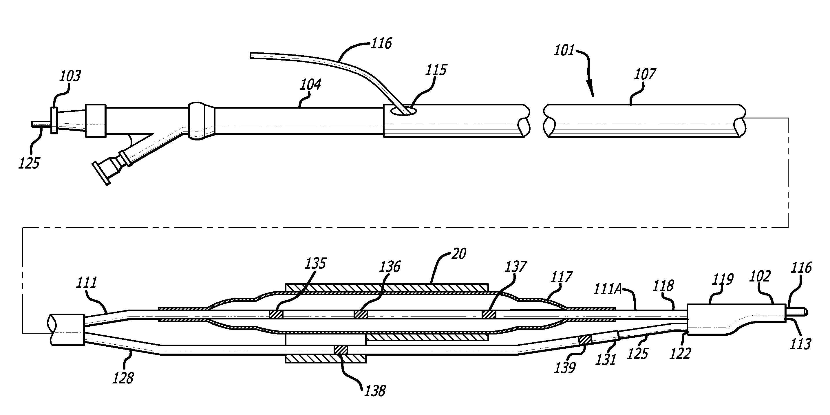 Stent and catheter assembly and method for treating bifurcations