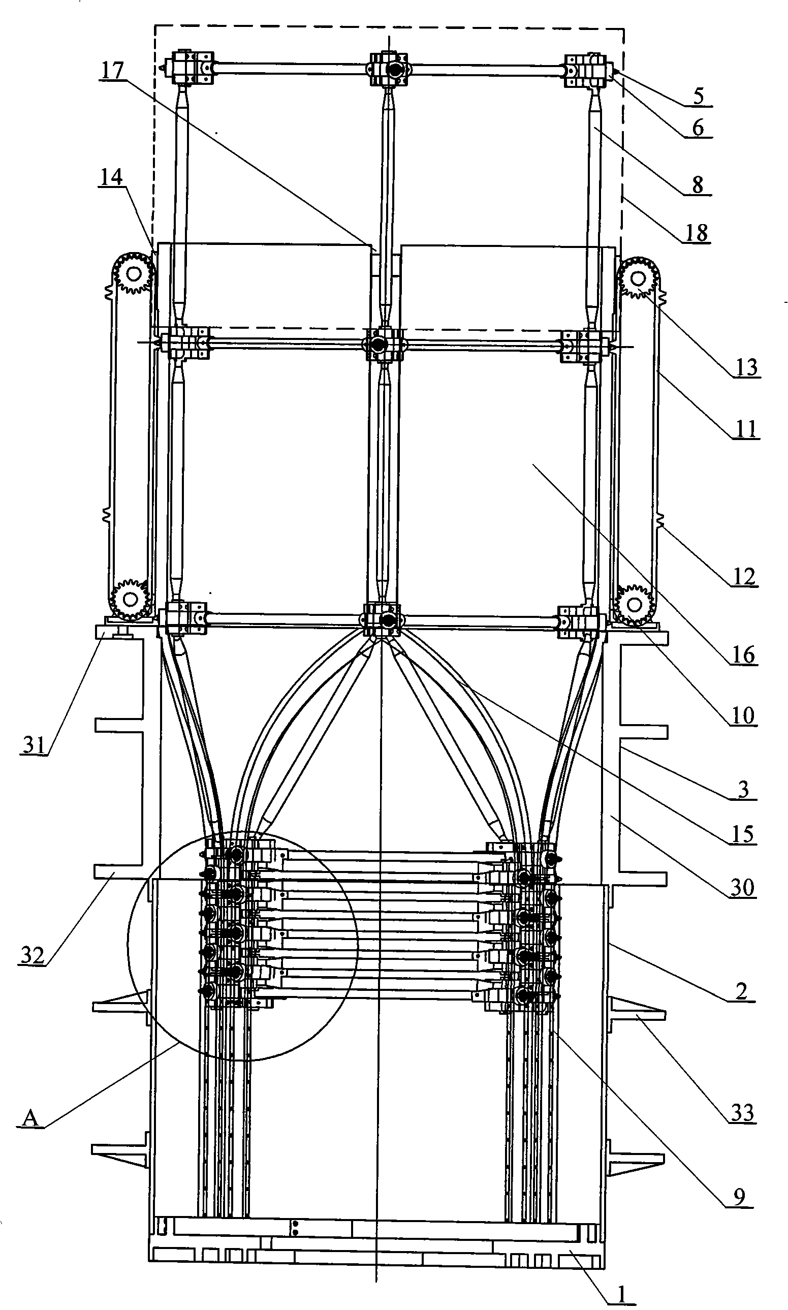 Large rod-cable extending arm extension driving mechanism