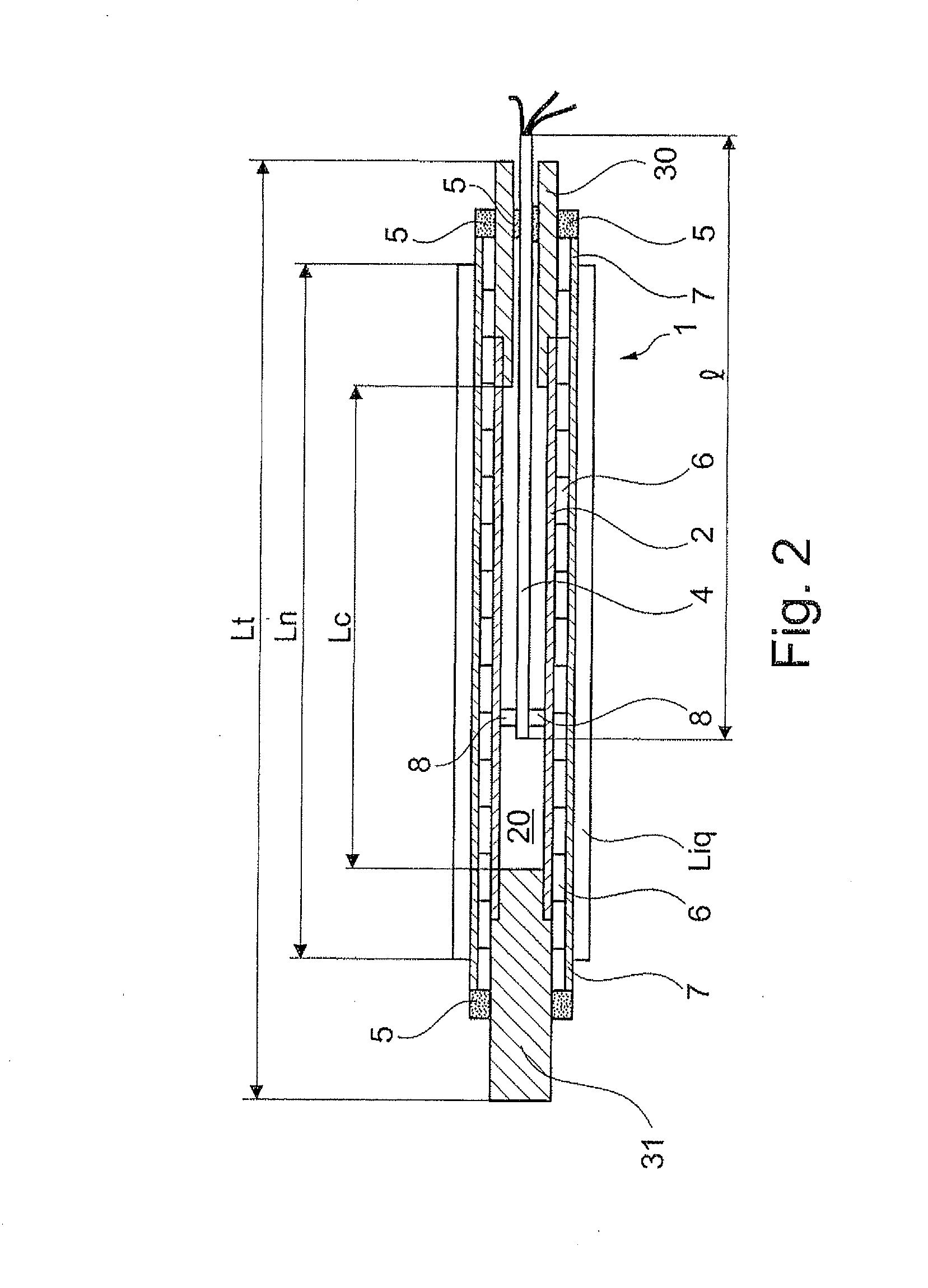 Rod thermometer device for detecting a temperature, use for the electrical simulation of nuclear fuel rods