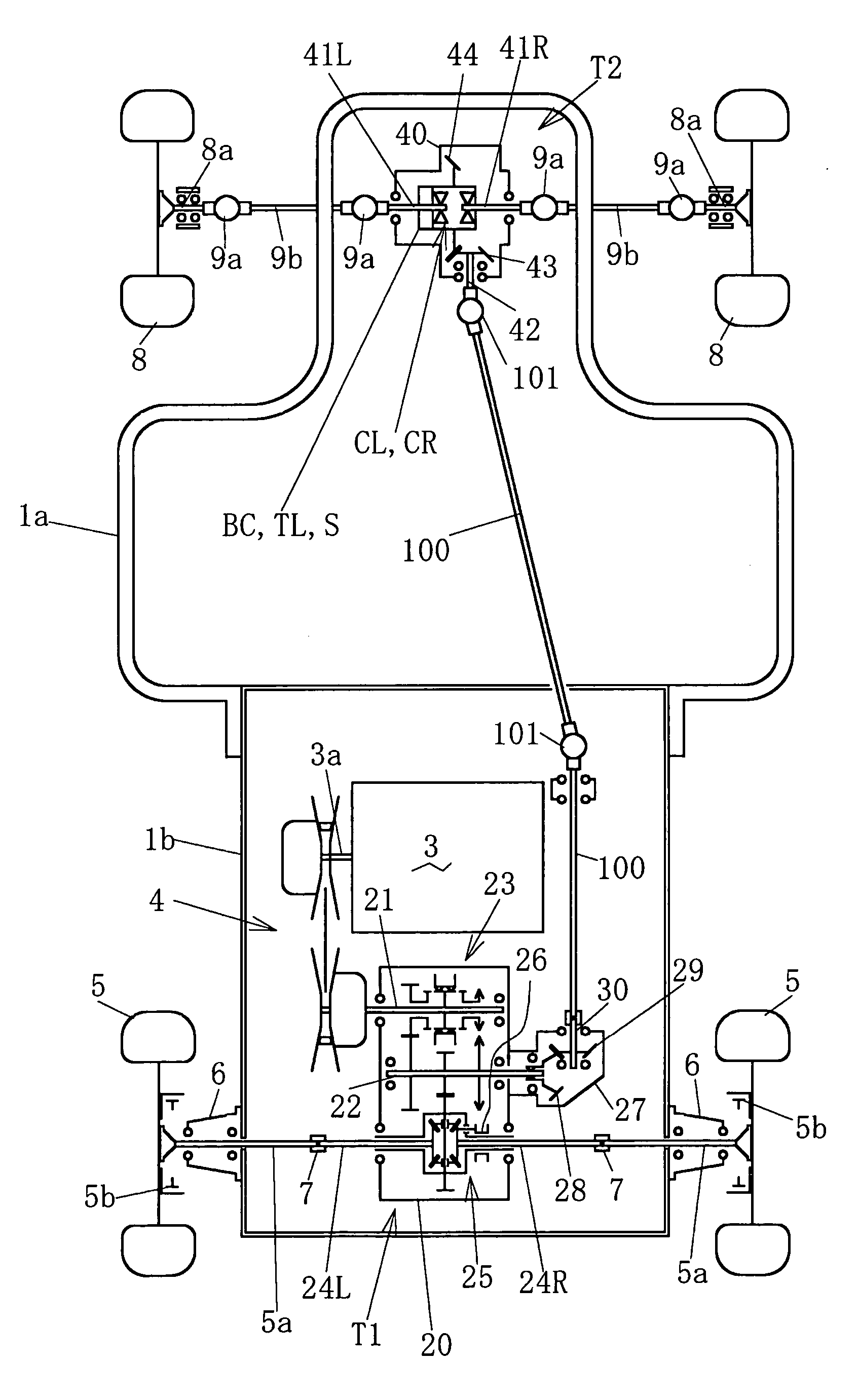 Transaxle of multi-wheel drive vehicle