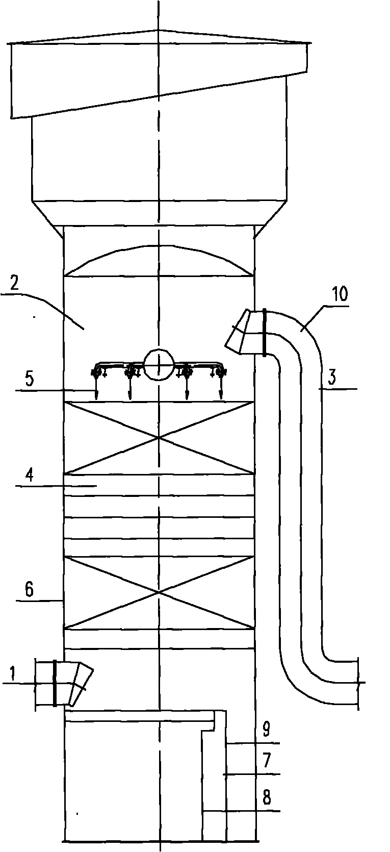 Desulfurizing tower for gas desulfuration by using liquid phase catalytic oxidation