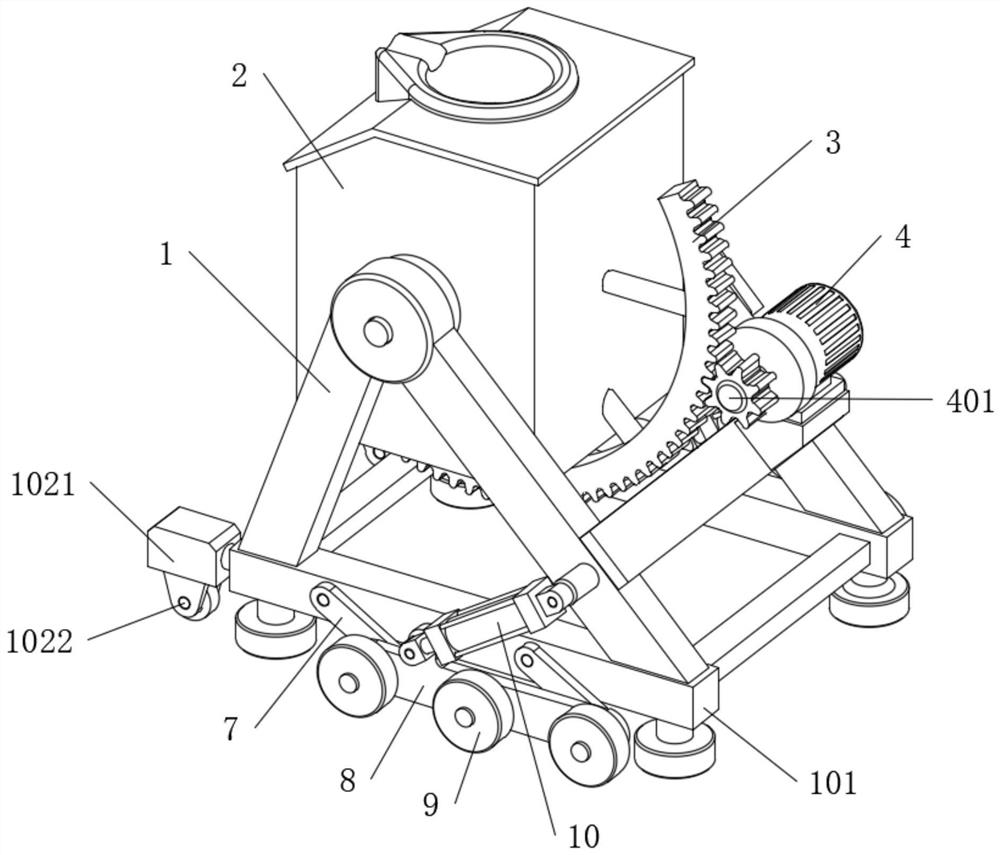 A stabilizing mechanism and stabilizing method of an overturned metal smelting furnace